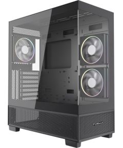 Gembird Gaming case Fornax X550 aquarium type, ATX, 2x USB 3.2 + 1x USB type-C, black