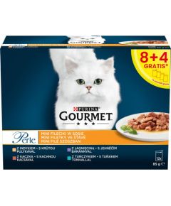 PURINA  Gourmet Perle Duck, turkey, lamb, tuna - wet cat food - 12x85 g