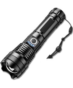 Elight taktiskā USB lukturīša XHP50 versija – 1500 lūmeni, ūdensizturīgs, ar 18650 akumulatoru, tālas darbības, Melns