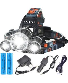 Elight uzlādējama LED priekšgaismas lampa – 3 staru (T6 + XPE), 1000 lūmenu jaudā, piemērota āra aktivitātēm, Melns