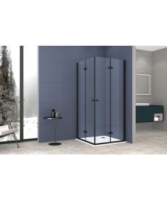 Dušas stūris Vento Sanremo Black 90X90X195 bez paliktņa, stikls 6mm  Easy Clean
