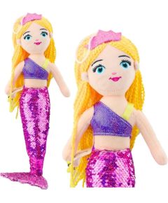 Leantoys Pluszowa Syrenka Przytulanka Ogon W Cekiny Fioletowa 48cm LEAN Toys