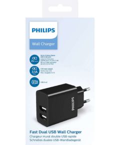 Philips DLP2610|12 - tālruņa lādētājs 2 X USB | melns