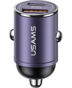 USAMS Charg. sam. 1xUSB+1xUSB-C C38 30W PD Fast Charge ar iebūvētu gredzenu violeta CC206CC02 (US-CC206)