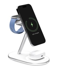 Puro Mag Station 3-in-1 Charging Stand, MagSafe, Qi2, balts - Bezvadu lādētājs