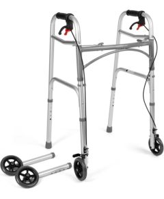 Timago JMC-C 3223 Silver četrriteņu rehabilitācijas staigāšanas rāmis ar bremzēm