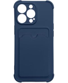 Hurtel   Card Armor Case Pouch Cover for iPhone 12 Pro Card Wallet Silicone Air Bag Armor Case Navy Blue