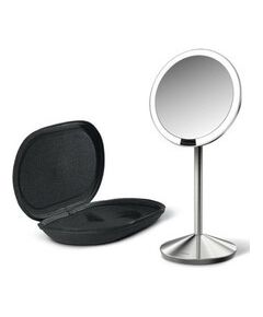 Simplehuman Sensor s LED osvětlením, 10x zvětšení - Cestovní dobíjecí kosmetické zrcátko Nerez ocel