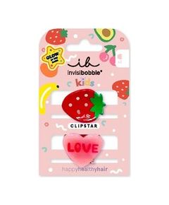 Invisibobble Clipstar Glow Frutti Strawberry - Skřipeček do vlasů 2 ks