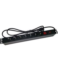 A-lan Alantec Listwa zasilająca 19" 230V - 7 gniazd (typu E - CEE 7/5), z wyłącznikiem LED, z zabezpieczeniem przeciwprzeciążeniowym, kabel 1,8m CEE 7/7 (PZ071U)