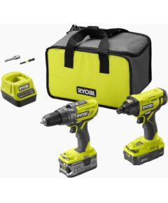 Instrumentu komplekts Ryobi R18PDID2?252S (R18PD3-0 + R18ID2-0); 18 V; 1x2,0/5,0 Ah akum. + soma