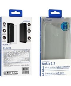Nokia 2.2 Crystal Soft Cover + Screen Glass By Muvit Transparent