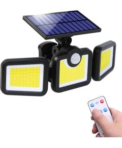 Elight Saules Enerģijas Āra Sienas Lampa 3in1 LS6 Ar Kustību Sensoru, Tālvadības Pulti un Vadu Saules Paneli Melns