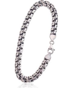 Серебряная цепочка Бисмарк 8 мм #2400004(POx-Bk)-bracelet, Серебро 925°, оксид (покрытие), длина: 22 см, 22.9 гр.
