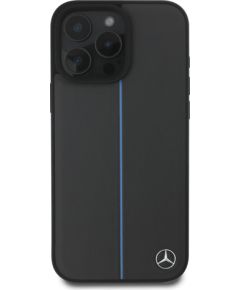 Mercedes Leather Blue Stripe MagSafe Case Aizsargapvalks priekš Apple iPhone 16 Pro