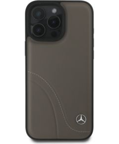 Mercedes Curved Stitches Leather Case Aizsargapvalks priekš Apple iPhone 16 Pro