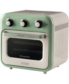 Ariete 3-in-1 Vintage Green Air Fryer and Mini Oven (white/light green, 1,350 watts, 16-liter cooking space, with viewing window)