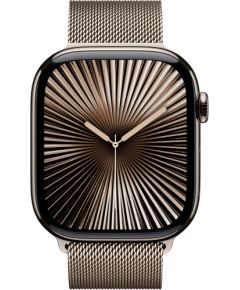 Apple Watch Series 10, Smartwatch (Titanium Natural, Titanium Case, 46 mm, Milanese Strap Natural M/L, cellular)
