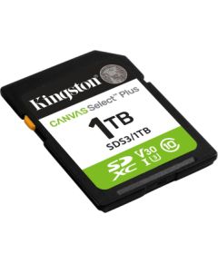 Kingston Technology 1TB SDXC Canvas Select Plus Gen3 150MB/s C10 UHS-I U3 V30 Atmiņas kartes micro SD SDHC