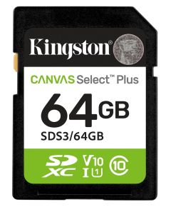 Kingston Technology 64GB SDXC Canvas Select Plus Gen3 100MB/s C10 UHS-I U1 V10