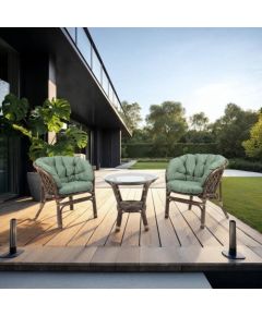FURNIT SET OUT BROW/GRE ARMCHAIR/TABLE