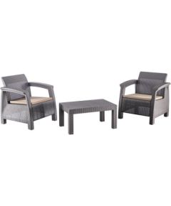 FURNIT SET OUT BROW/MOC ARMCHAIR/TABLE