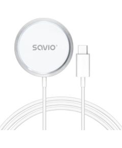 Bezvadu Lādētājs Savio ar USB - USB-C kabeli 15W 1m White