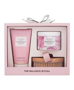 Victorias Secret Pomegranate & Lotus Balance Gift Set Shower Cream 236 ml, Body Scrub 368 g and Body Brush 236ml