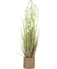 Mākslīgais zieds IN GARDEN H87cm, balta pulkstenīte, zāle ar podiņu