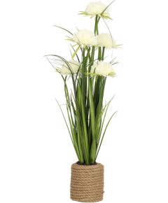 Mākslīgais zieds IN GARDEN H70cm, balta krizantēma, zāle ar podiņu