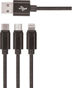 Нейлоновый кабель Setty 3 в 1 USB черный R
