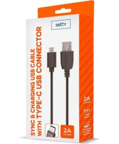 Setty USB kabelis 1m 2A micro USB melns R