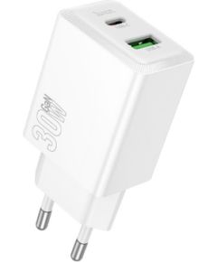 Сетевая зарядка Hoco N71 30W GaN USB-C/USB-A белая