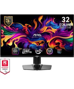 Monitor MSI MAG 321UPX QD-OLED 32" Gaming Panel QD-OLED 3840x2160 16:9 240Hz Matte 0.03 ms Swivel Pivot Height adjustable Tilt Colour Black MAG321UPXQD-OLED