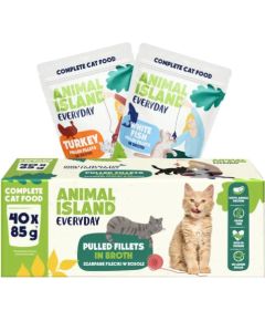 ANIMAL ISLAND Everyday Turkey and White fish fillets in broth - wet cat food - 40 x 85g