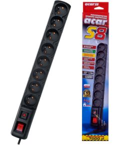 ACAR S8 power extension 1.5 m 8 AC outlet(s) Indoor Black