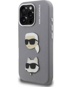 Karl Lagerfeld Grained PU K&CH Heads Case Aizsargapvalks priekš Apple iPhone 16 Pro
