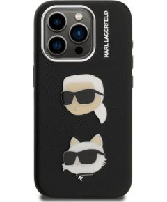 Karl Lagerfeld Grained PU K&CH Heads Case Aizsargapvalks priekš Apple iPhone 15 Pro