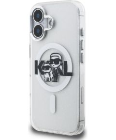 Karl Lagerfeld IML Glitter Karl and Choupette Sketch MagSafe Case Aizsargapvalks priekš Apple iPhone 16