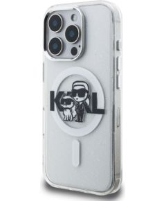 Karl Lagerfeld IML Glitter Karl and Choupette Sketch MagSafe Case Aizsargapvalks priekš Apple iPhone 16 Pro