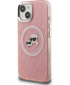 Karl Lagerfeld IML K&CH Heads Repeated Logo MagSafe Case for iPhone 15 Pink