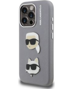 Karl Lagerfeld Grained PU K&CH Heads Case Aizsargapvalks priekš Apple iPhone 15 Pro Max
