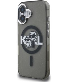 Karl Lagerfeld IML Glitter Karl and Choupette Sketch MagSafe Case Aizsargapvalks priekš Apple iPhone 16