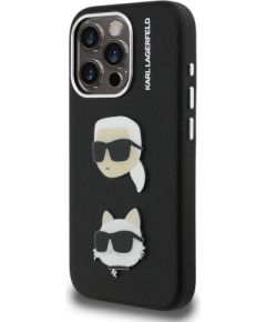 Karl Lagerfeld Grained PU K&CH Heads Case Aizsargapvalks priekš Apple iPhone 15 Pro Max