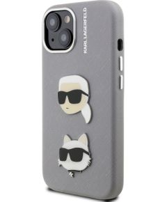 Karl Lagerfeld Grained PU K&CH Heads Case Aizsargapvalks priekš Apple iPhone 15