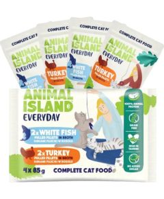 ANIMAL ISLAND Everyday Turkey and White fish fillets in broth - wet cat food - 4 x 85g