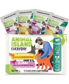 ANIMAL ISLAND Everyday Veal and poultry with liver - wet cat food - 4 x 85g