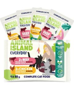 ANIMAL ISLAND Everyday Chicken and Beef fillets in broth - wet cat food - 4 x 85g