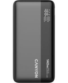 CANYON Power Bank PB-240, 25000mAh PD140W display power bank,Size160.0x82x27 mm Weight 508+-10g, Dark Grey