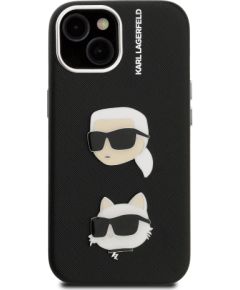 Karl Lagerfeld Grained PU K&CH Heads Case Aizsargapvalks priekš Apple iPhone 15